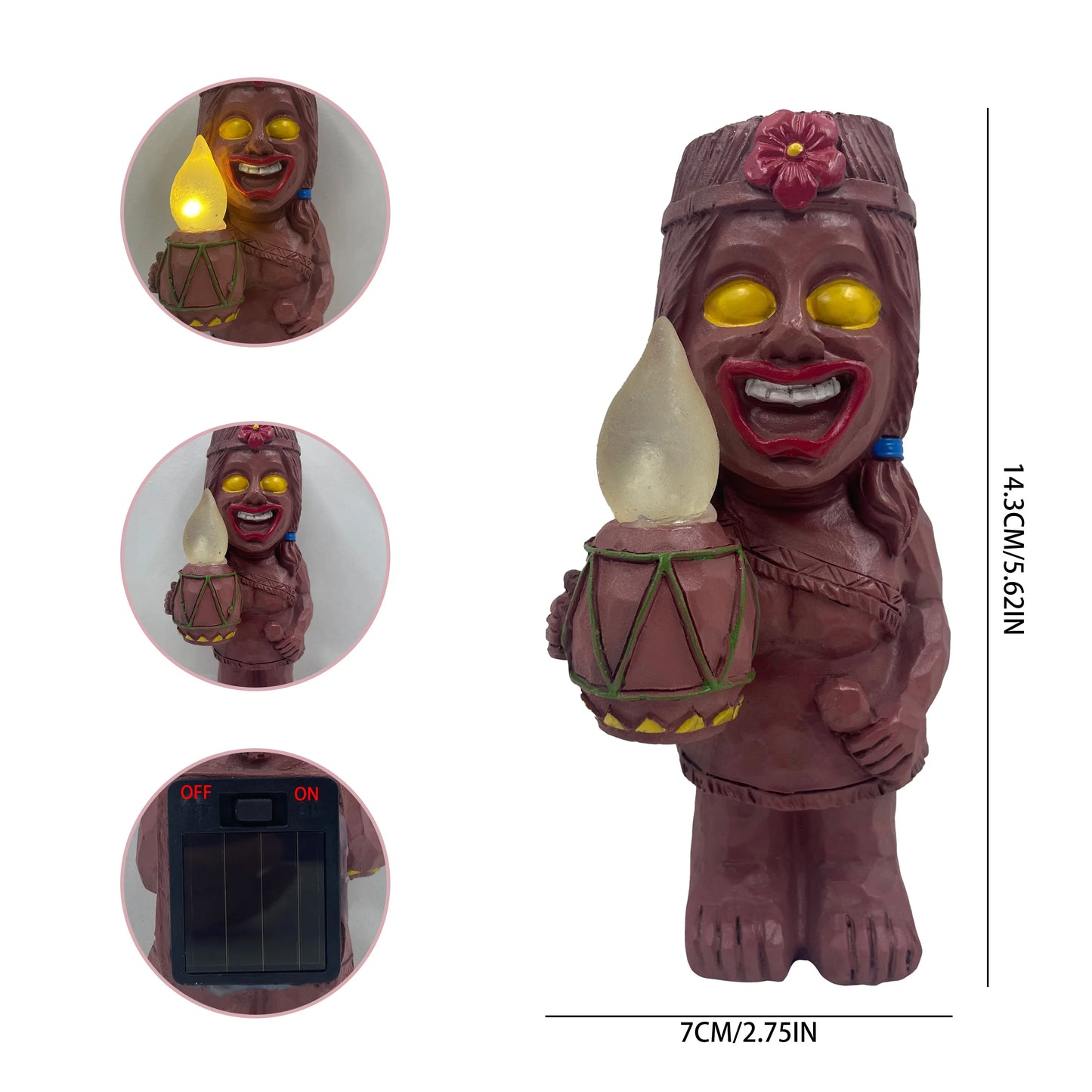 Tiki Tropical - Solar Light and Statue