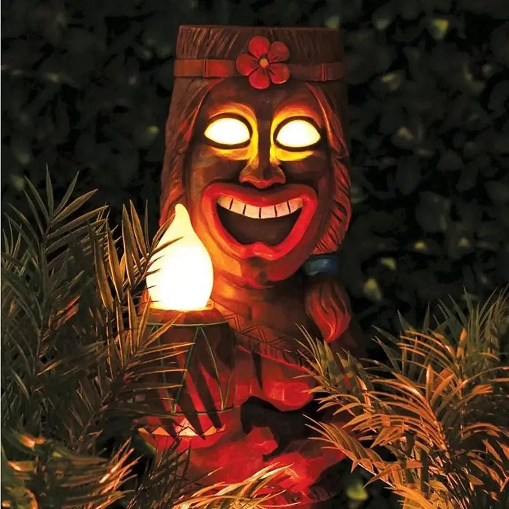 Tiki Tropical - Solar Light and Statue